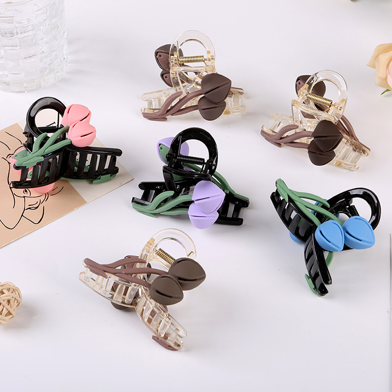 Amazon's best-selling tulip flower cross hairpin, half-tied sweet grab clip, shark clip hair accessory, and ladies' hairpin details Picture