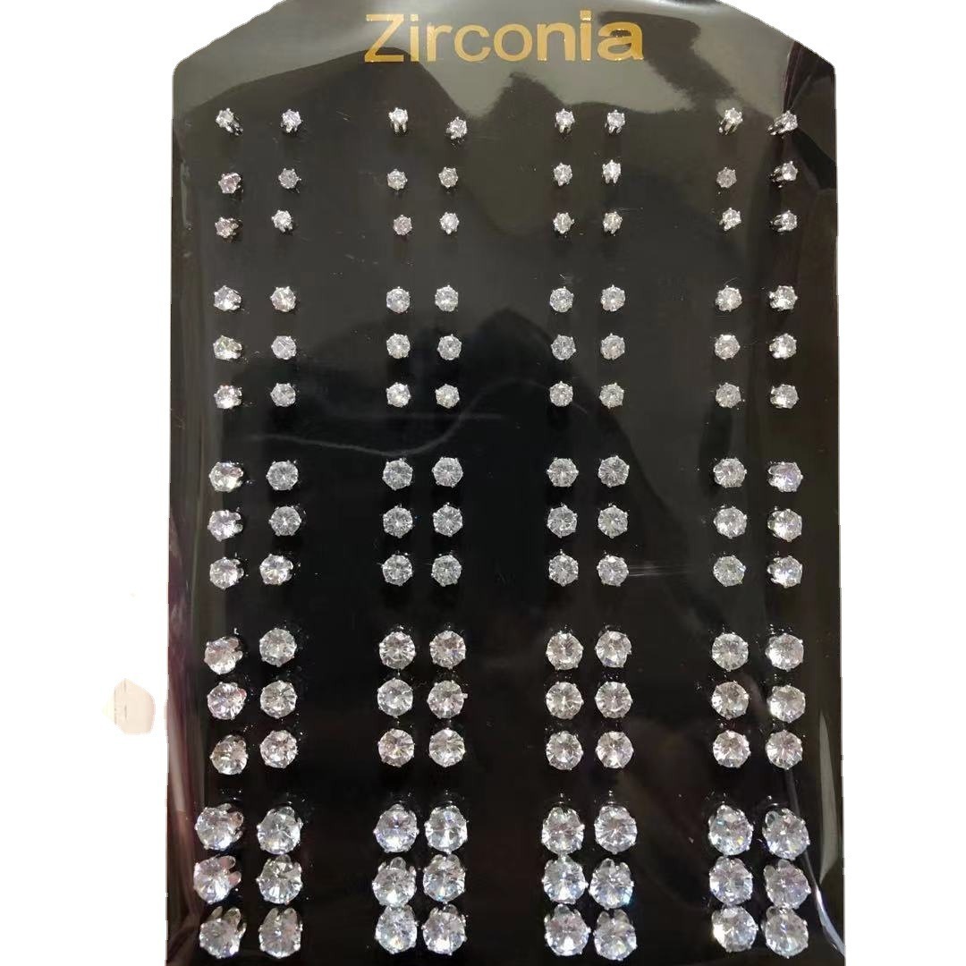 Popular European and American accessories: round and square zircon stud earrings, cross-border zircon stud earrings, six-claw stud earrings, four-claw stud earrings Application Scenario