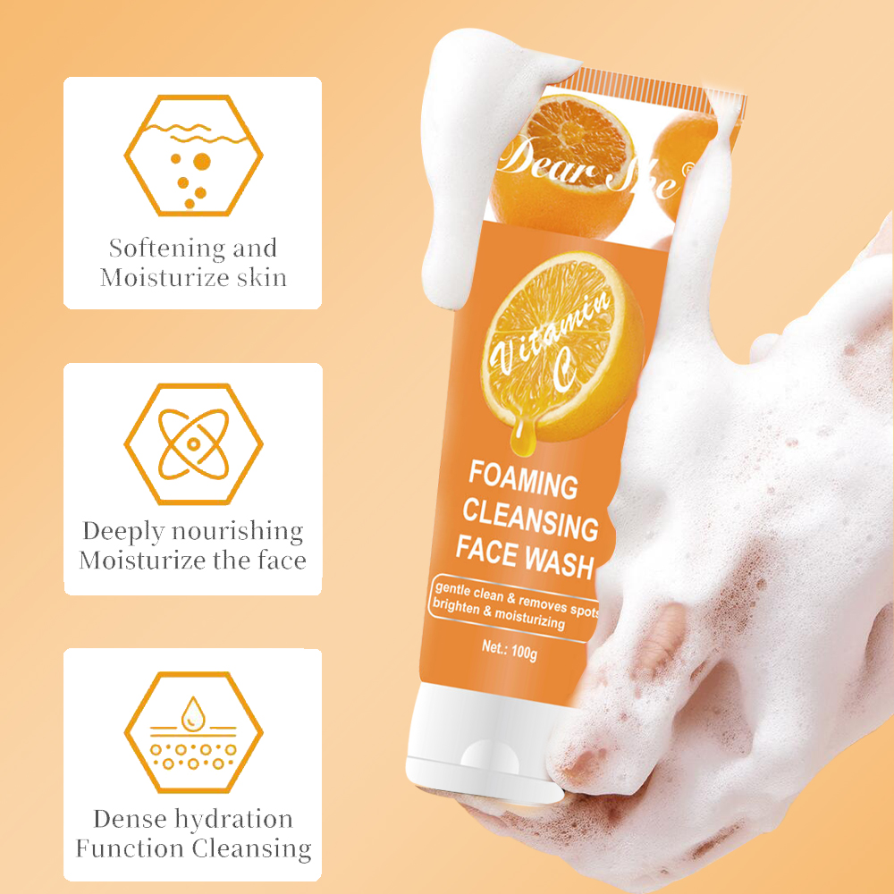 Factory direct sales, customizable in full English Dear she Vitamin C VC Amino Acid Gentle Facial Cleanser, cross-border export wholesale Application Scenario