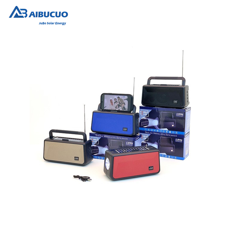AIBUCUO Jubo brand African best-selling outdoor lighting solar speaker, MP3 song player, Bluetooth speaker, mobile and portable, USB charging port, preferred Bluetooth speaker Application Scenario