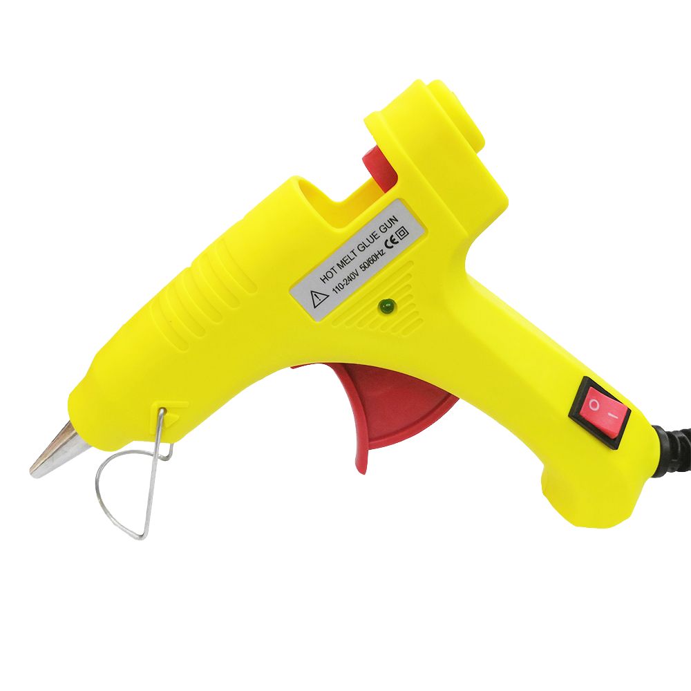 Light yellow 20w small glue gun with switch, fast heating, no glue leakage, factory direct sales hot melt glue gun, hot melt glue gun details Picture