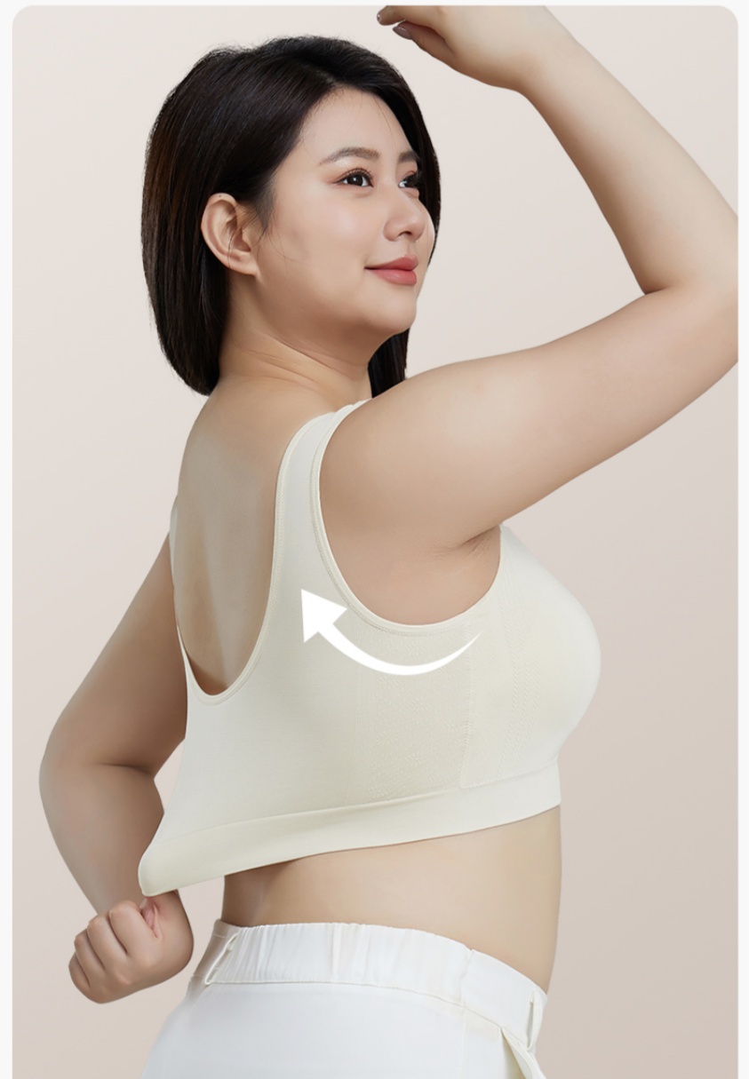 Large-sized sports vest, beautiful back, fixed cup bra, thin wide shoulder strap, beautiful back, comfortable and breathable vest style bra details Picture