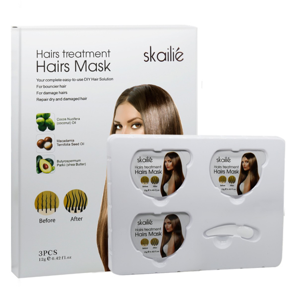 kailie 35g Brightening and Strengthening Hair Mask - Collagen Keratin Hair Care spa Hair Mask (Coconut Avocado + Moroccan Argan Oil · Private Label details Picture