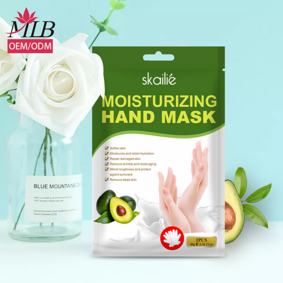 Skailie 40g Moisturizing glove-style hand Mask/OEM/ODM customer logo customization · Natural Organic avocado hand mask, hand mask, hand cream, Urea Yisha Application Scenario