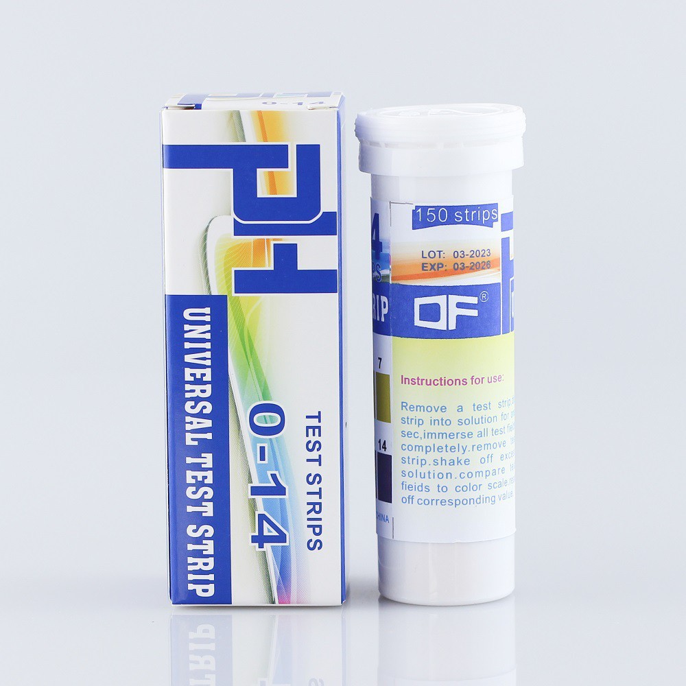 150 acid-base test strips in a cylinder, 0-14 wide range test strips, single-color test for water quality and aqueous solutions Specification image