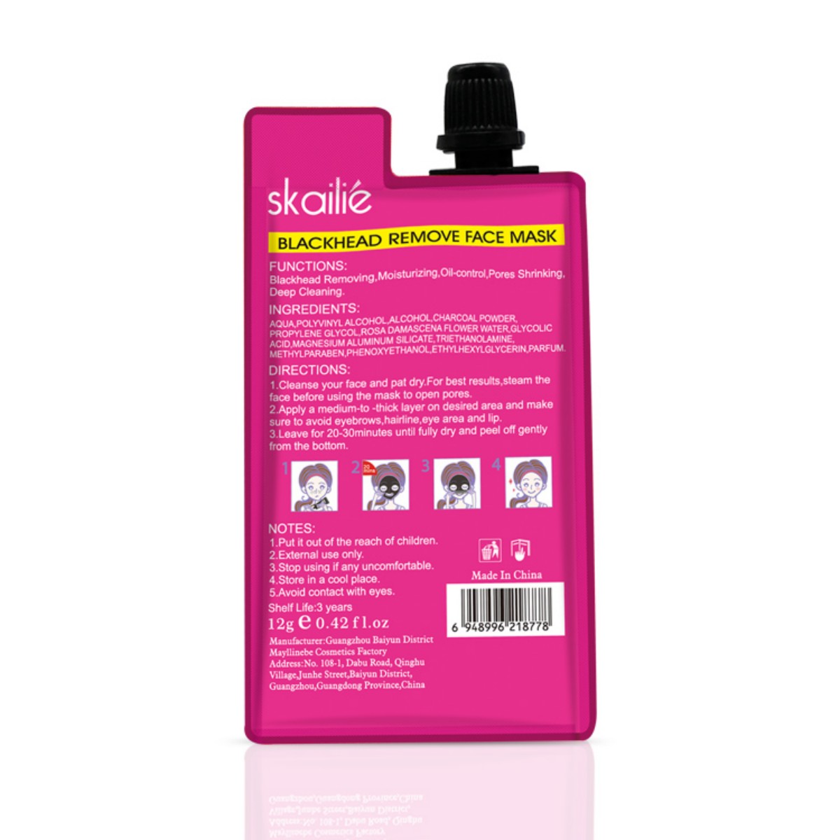 Wholesale price! Skailie Bamboo Charcoal Blackhead Mask 12g portable set tights pores, gently peels off without irritation Item Picture