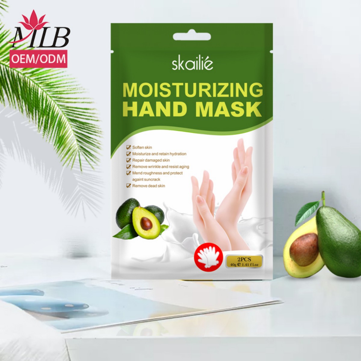 Skailie 40g Moisturizing glove-style hand Mask/OEM/ODM customer logo customization · Natural Organic avocado hand mask, hand mask, hand cream, Urea Yisha Item Picture