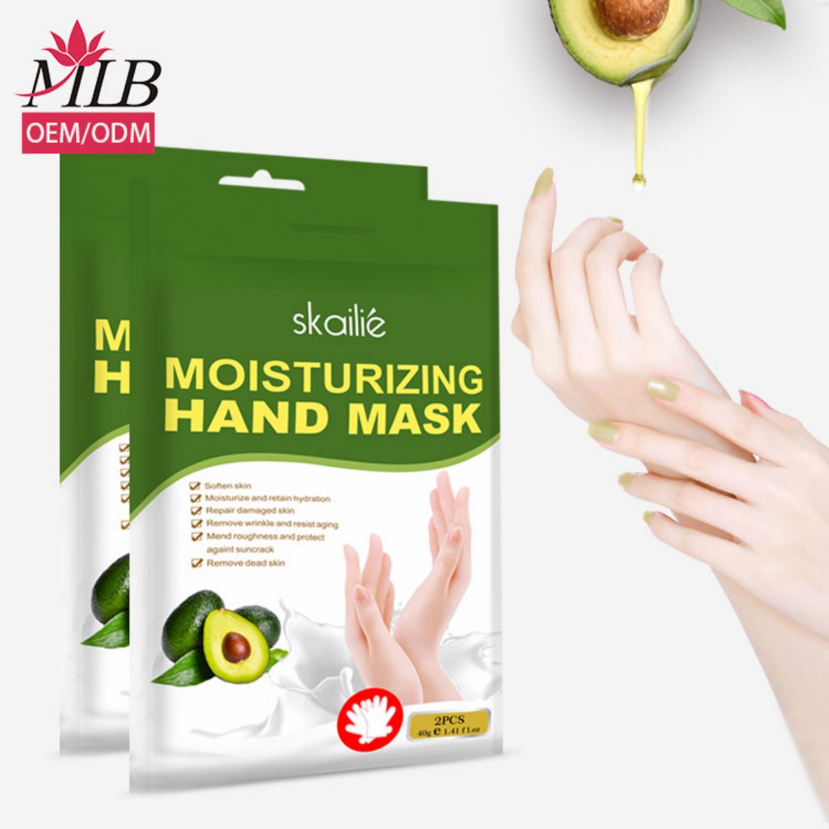 Skailie 40g Moisturizing glove-style hand Mask/OEM/ODM customer logo customization · Natural Organic avocado hand mask, hand mask, hand cream, Urea Yisha