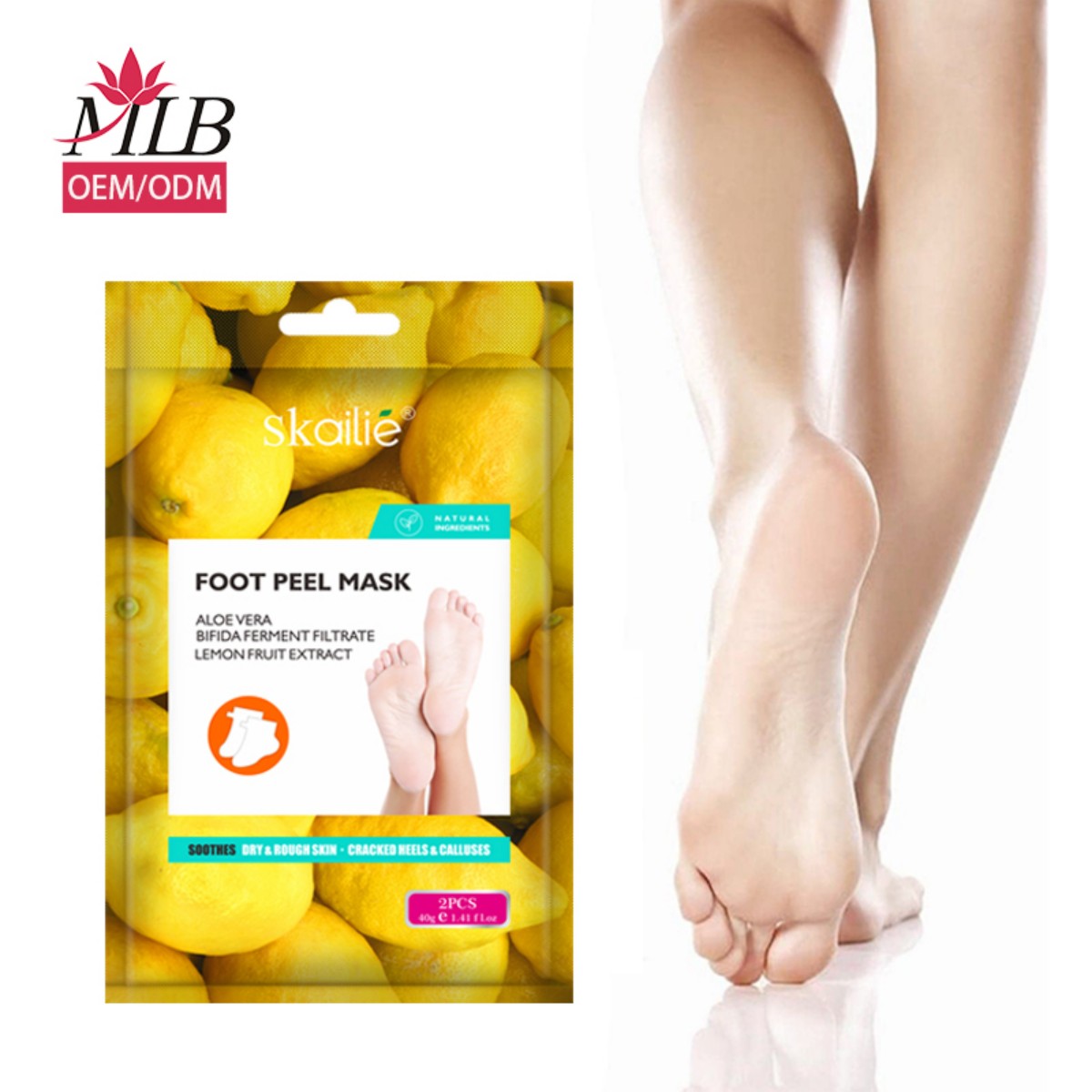 Wholesale of our own brand organic callus-removing and exfoliating coconut lemon foot mask, skin-removing nourishing Spa skin-removing foot mask Application Scenario
