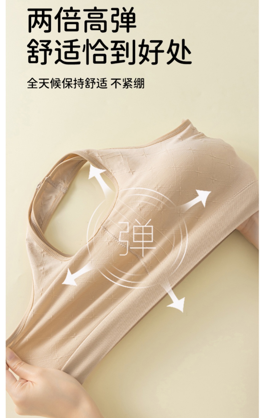 Women's one-piece fixed cup sports bra without steel rims, large size, loose and comfortable vest, large chest makes one look smaller, thin underwear Item Picture