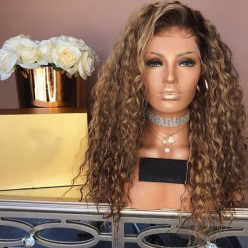 A new type of wig that is selling well in Europe and America, featuring fluffy African curly hair mixed with long brown curly hair and dyed synthetic fiber hair cover