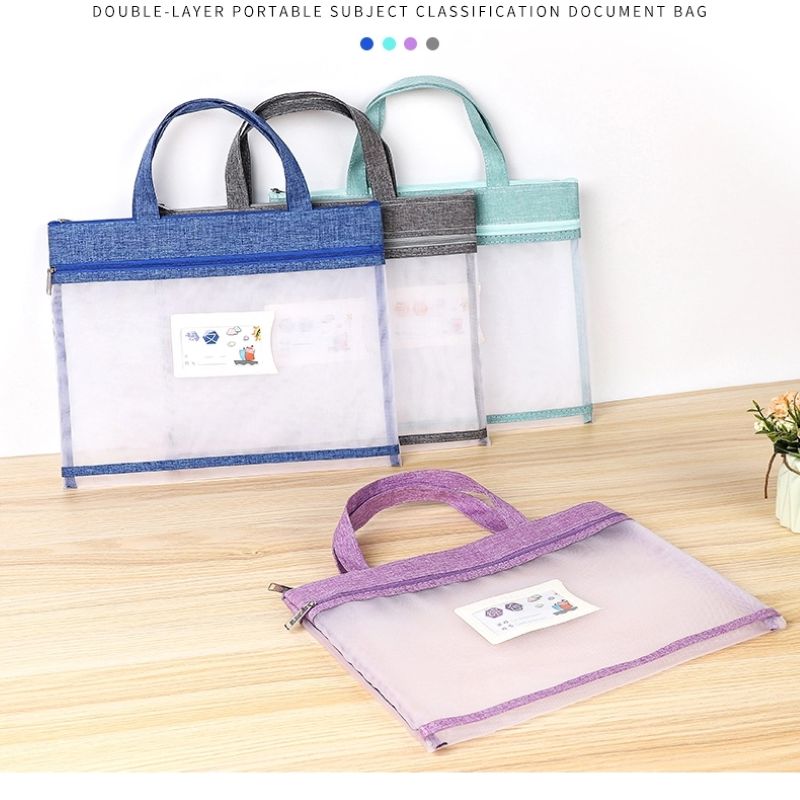 A4科目袋套装综合语数英课本 分类袋双层加厚尼龙透明文件袋1