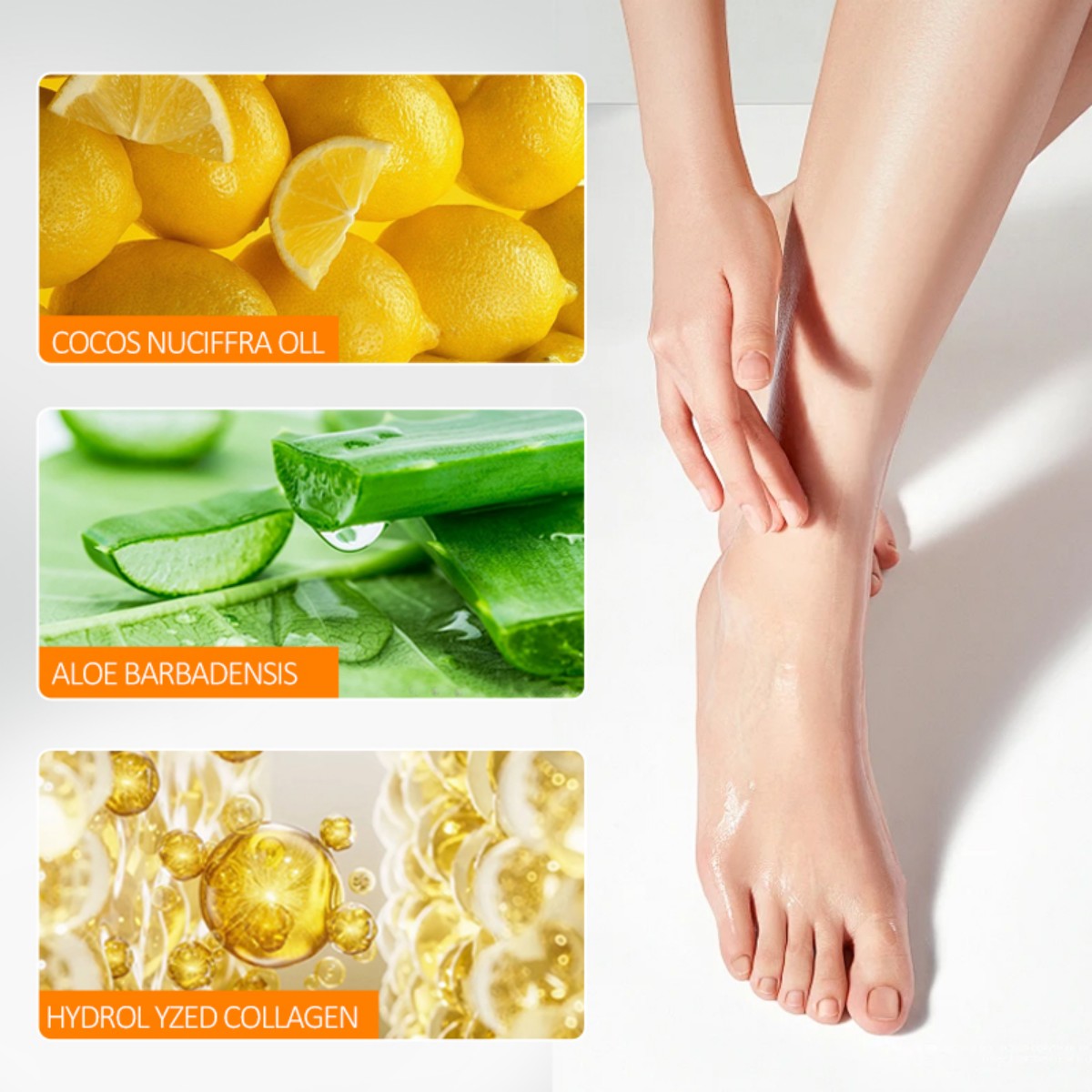 Wholesale of our own brand organic callus-removing and exfoliating coconut lemon foot mask, skin-removing nourishing Spa skin-removing foot mask