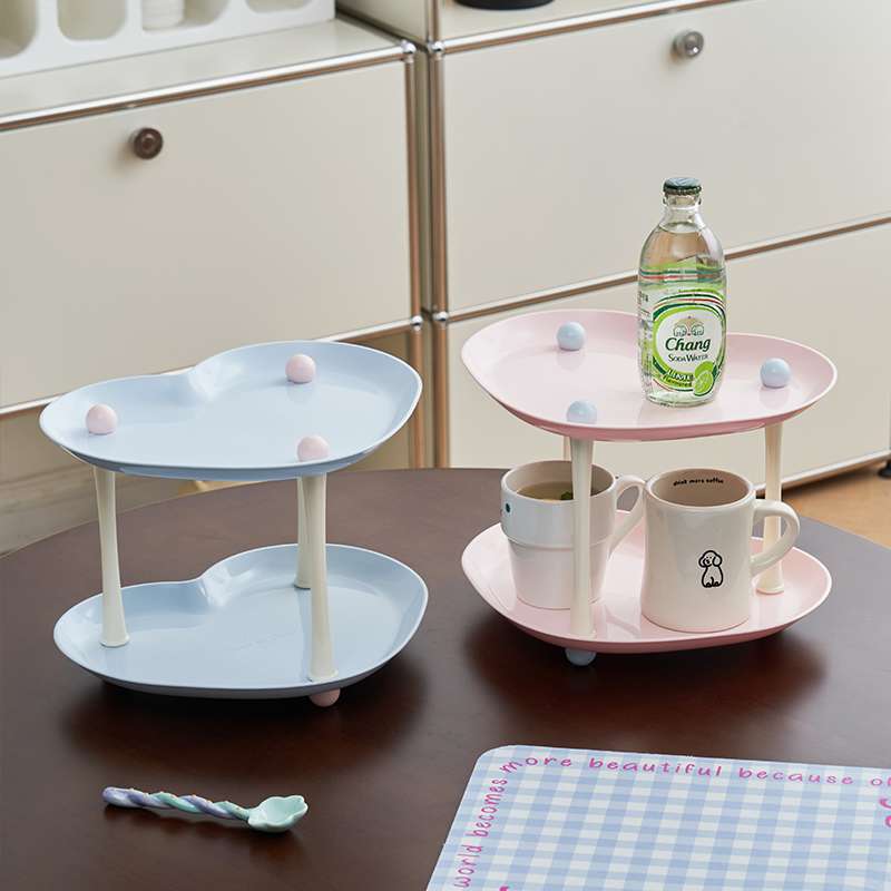 S137-1071 Love Tray Storage Rack, Cream Style Storage and Organization Rack, Household Water Cup Rack, Snack Rack, Tea Tray Storage Rack, Storage Rack, Kitchen Storage rack