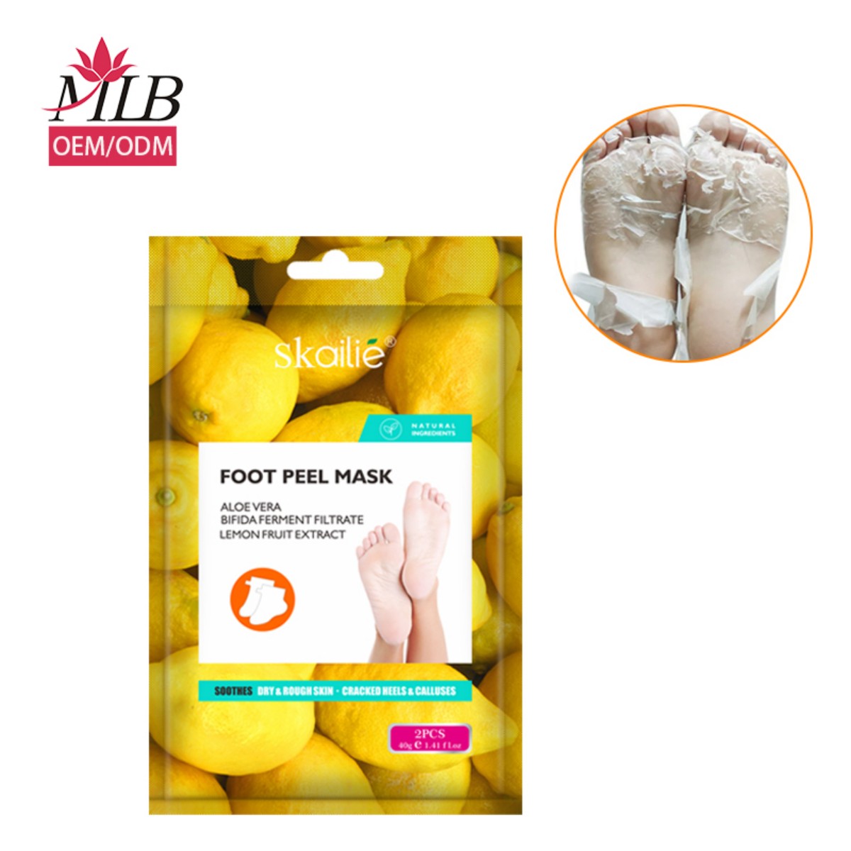 Wholesale of our own brand organic callus-removing and exfoliating coconut lemon foot mask, skin-removing nourishing Spa skin-removing foot mask Item Picture