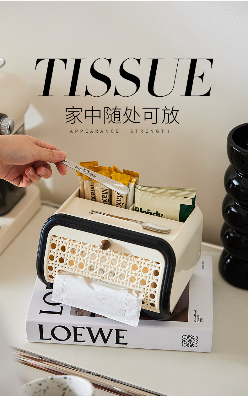 J89-3626 علبة منديل منضدة متعددة الأغراض في غرفة المعيشة في المنزل detail image 3