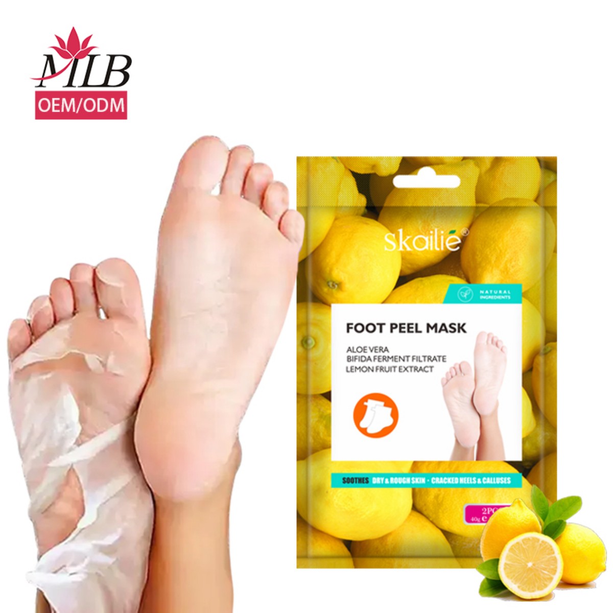 Wholesale of our own brand organic callus-removing and exfoliating coconut lemon foot mask, skin-removing nourishing Spa skin-removing foot mask Specification image