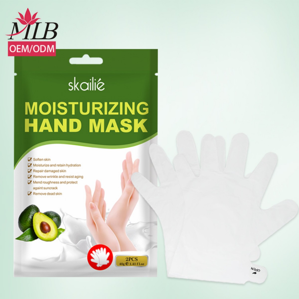 Skailie 40g Moisturizing glove-style hand Mask/OEM/ODM customer logo customization · Natural Organic avocado hand mask, hand mask, hand cream, Urea Yisha Specification image
