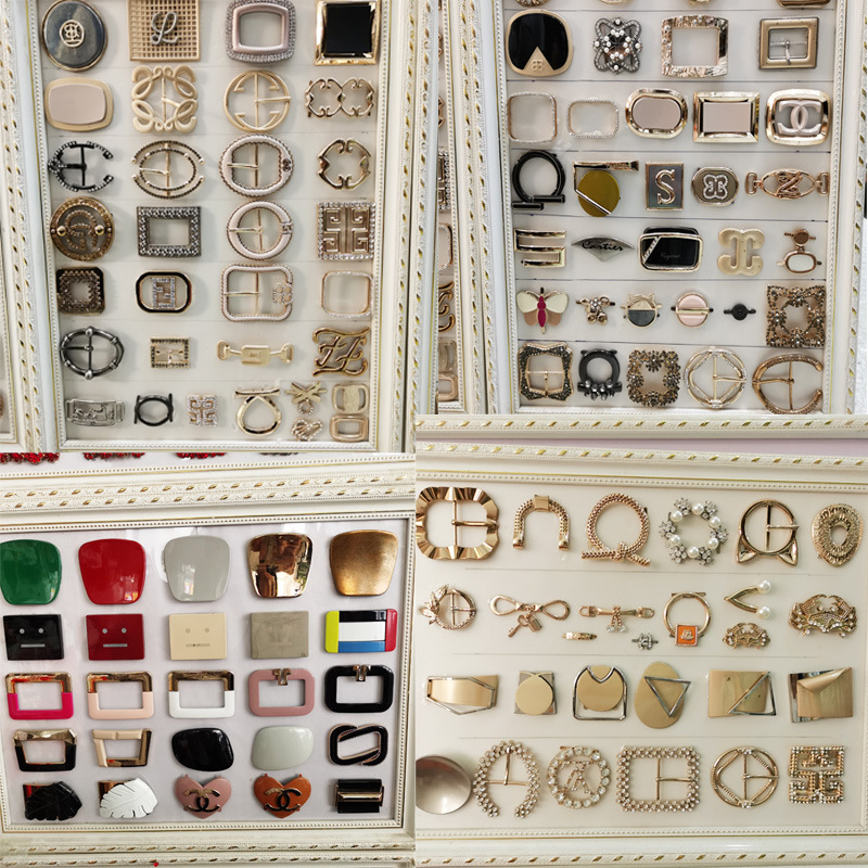 厂家定制压铸合金鞋扣鞋花鞋面装饰品D扣日字扣皮带扣镶钻饰扣