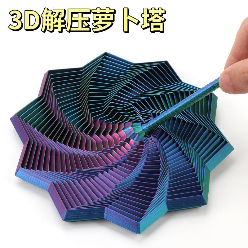 New 3D dreamy and versatile radish Tower magic geometric three-dimensional desktop spiral children's stress-relieving cross-border toy Application Scenario