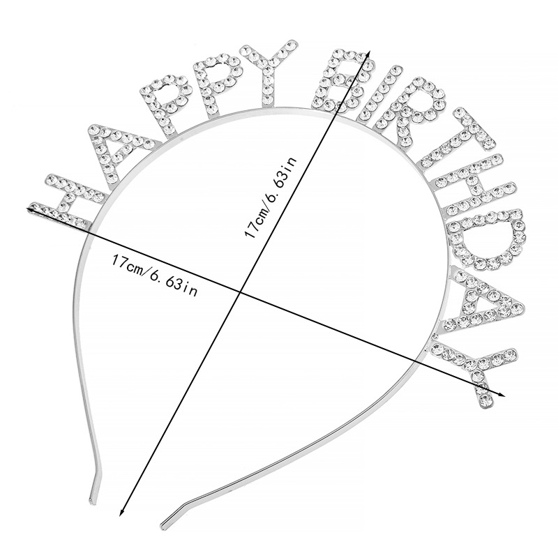 Cross-border BIRTHDAY party headband with letters "HAPPY BIRTHDAY", water diamond headband, colorful diamond shiny hair accessory, girl birthday party photo and check-in headwear Application Scenario