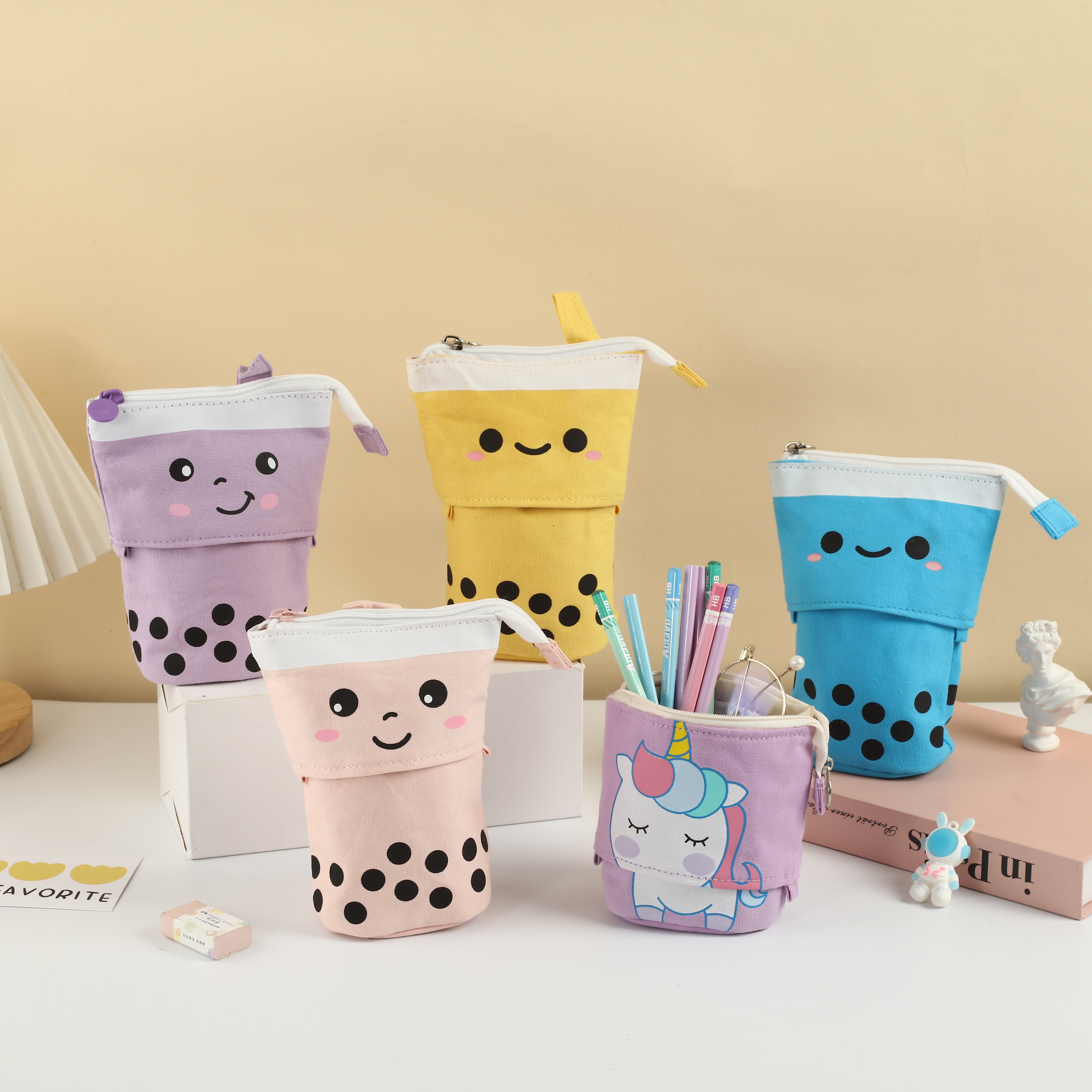 笔袋奶茶款大容量铅笔袋收纳笔袋办公学习必备简约实用可爱宽敞