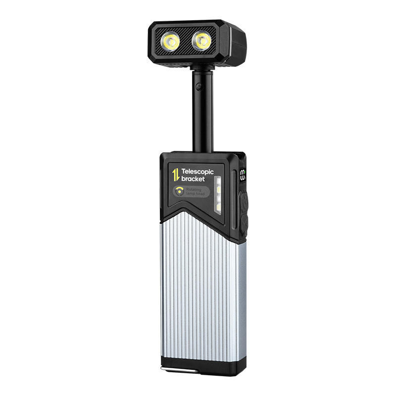 New cross-border magnetic work light, USB charging, digital display, outdoor multi-functional with pen clip hook, telescopic camping light