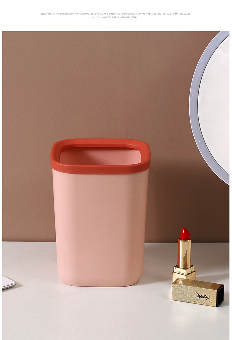J06-6317 Household trash can, simple and lidless with pressure ring, Nordic square office kitchen detail image 7