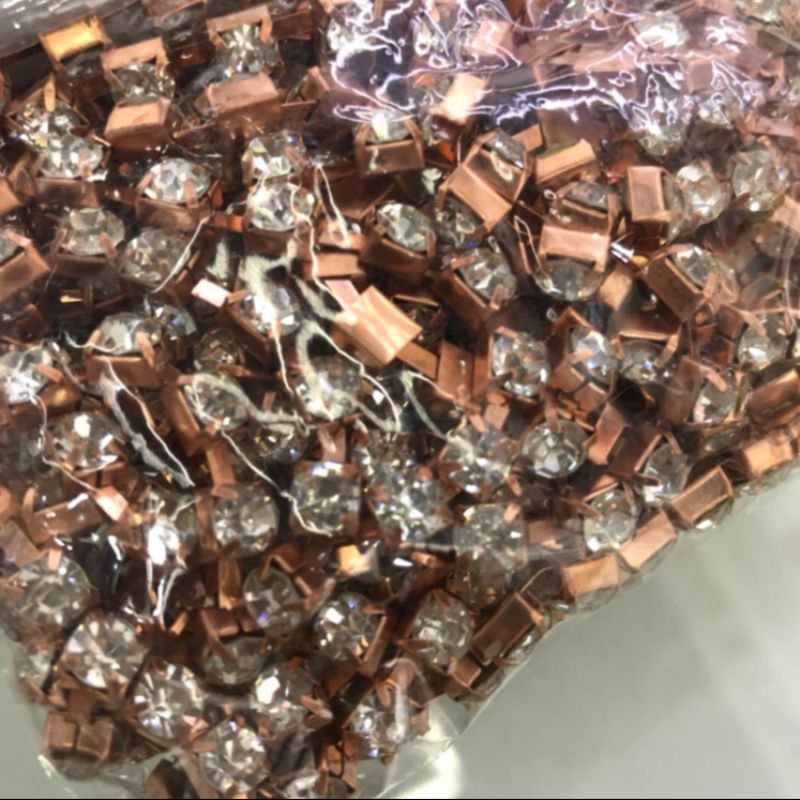 烫钻粉金色底面钻饰金色细节图