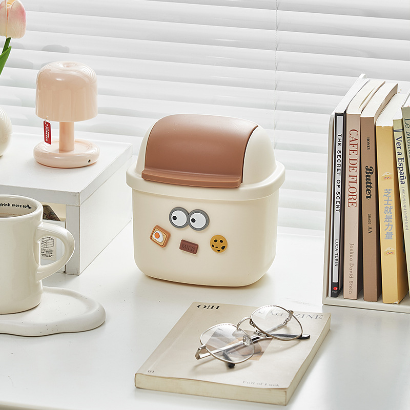 J06-6828DIY Cartoon Desktop Trash can, Creative large-capacity plastic Storage Bucket, Multi-functional student desktop Specification image