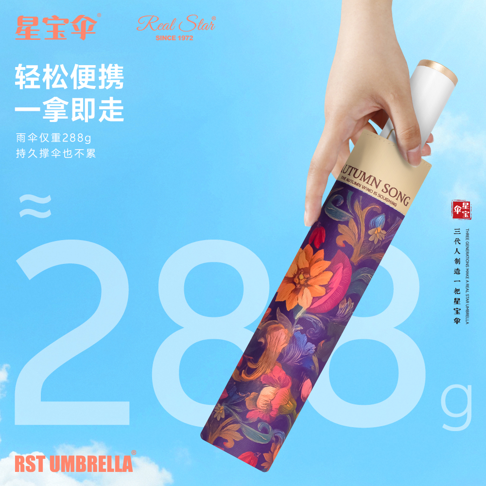 Xingbao Umbrella 5242 three-fold Fully Automatic Umbrella, Flower Oil painting umbrella, Large flower ladies' self-opening and closing folding umbrella, for 嗮 sun and rain 2 uses Item Picture