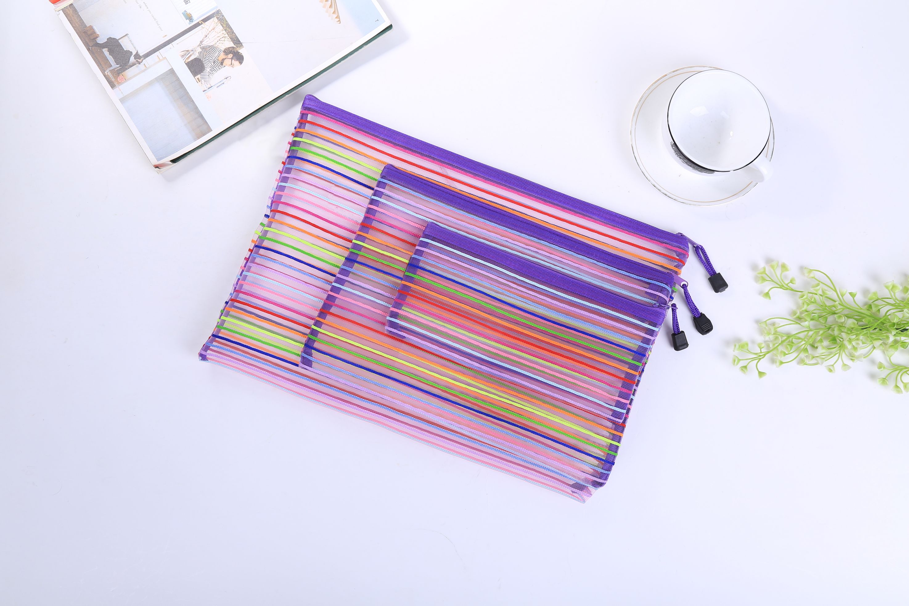 七彩文件袋笔袋文具袋 化妆袋