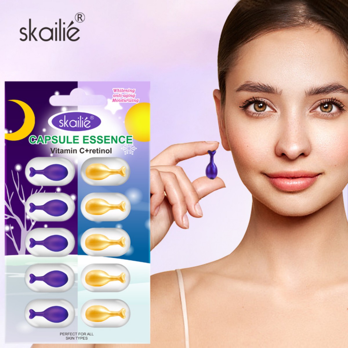 Wholesale price! Skailie Dual-Effect Essence Capsules, 10 capsules per tablet, Vitamin C + Retinol, factory direct supply details Picture