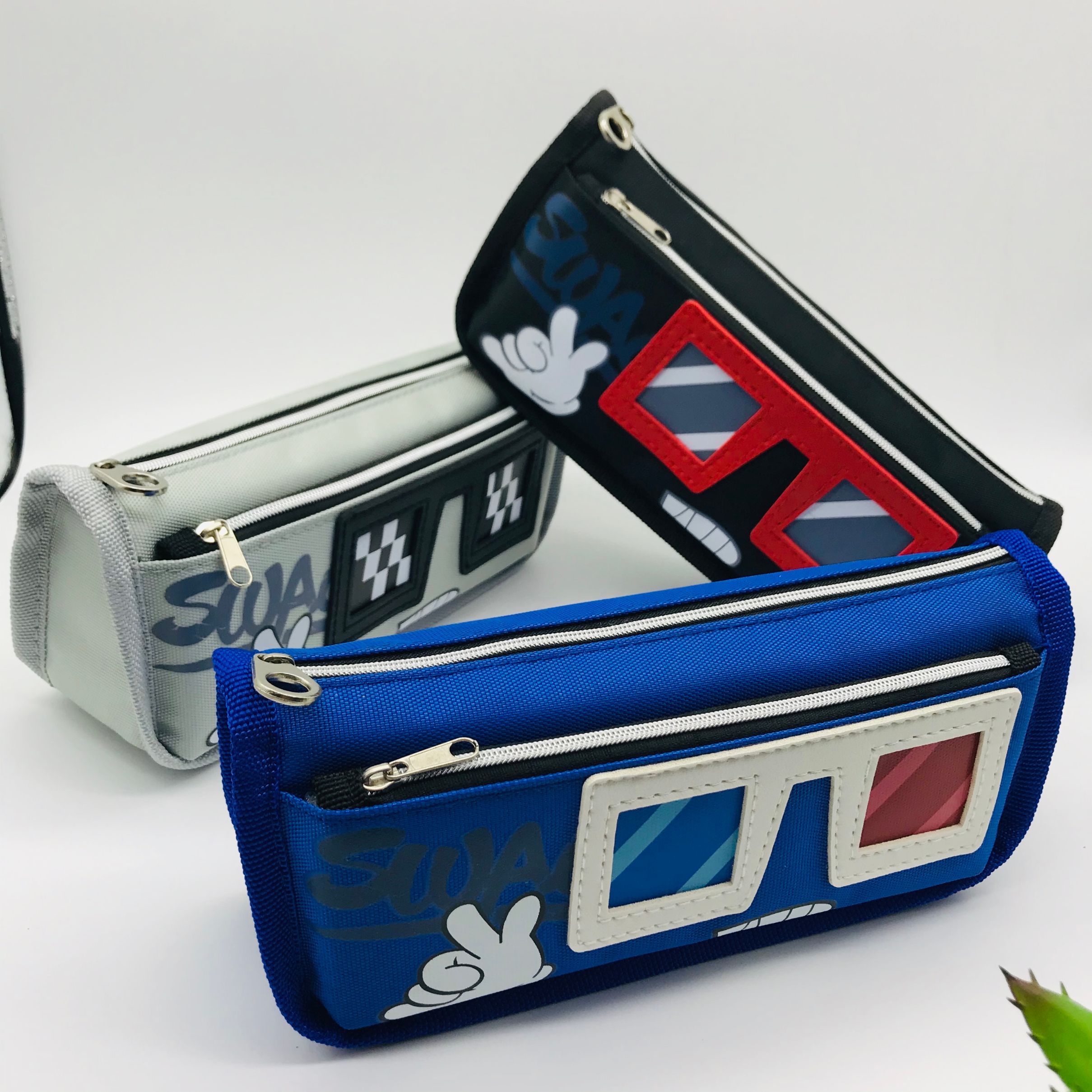 韩版个性牛津布铅笔盒 学生文具袋盒大容量双拉链 UG-821