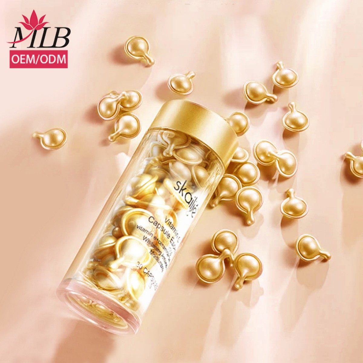 30 pills! Skailie Vitamin C Facial Capsule Essence is a self-owned brand OEM brightening and hydrating hyaluronic acid serum capsule skin care product Specification image