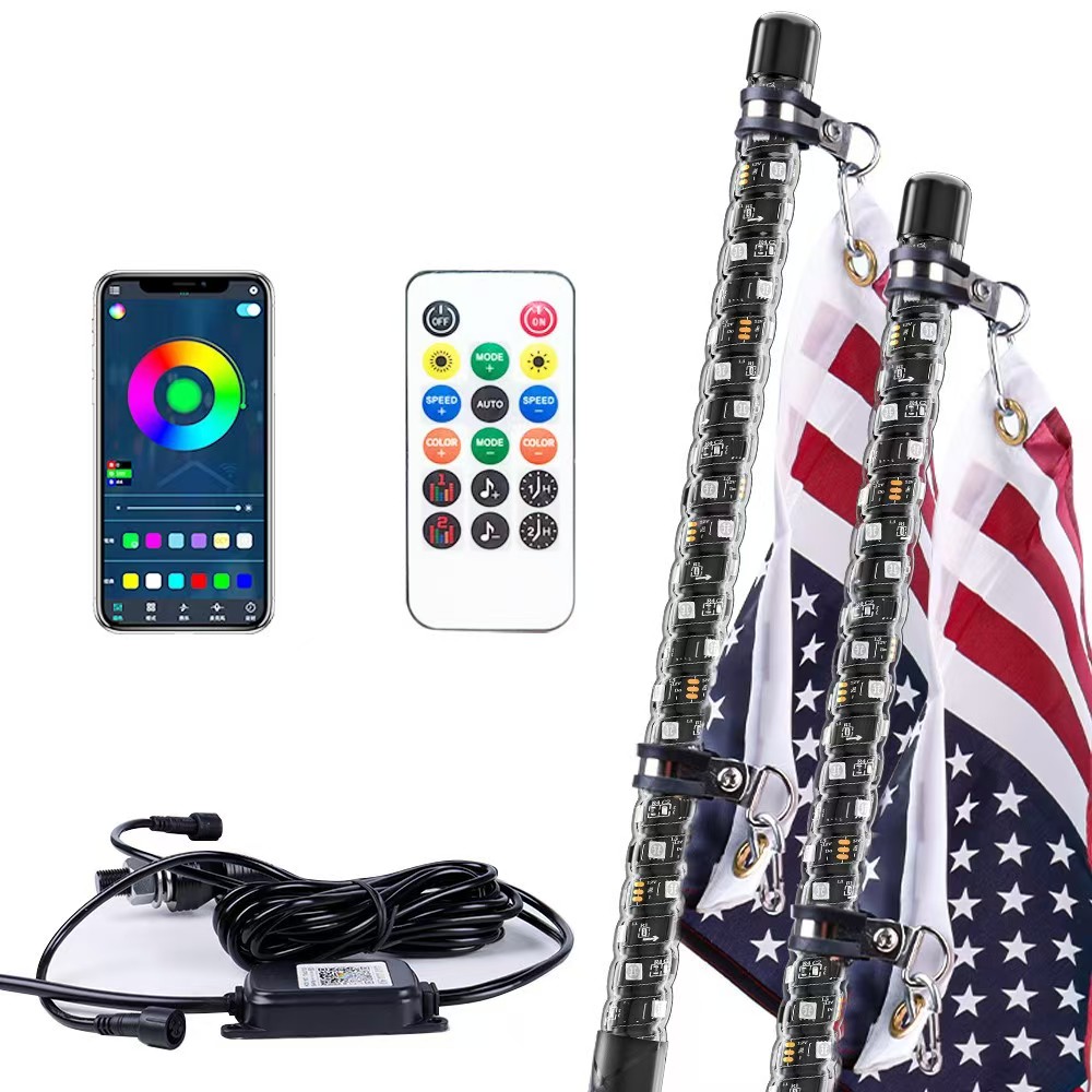 汽车LED旗杆灯装越野沙滩旗帜灯APP幻彩旗杆灯双控对装跑马旗灯详情4