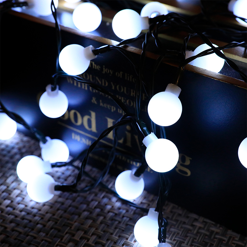 Solar-powered outdoor small round ball lights, garden landscape decoration, home courtyard decoration, atmosphere lights, small white ball bubble lights, outdoor waterproof colored lights Specification image