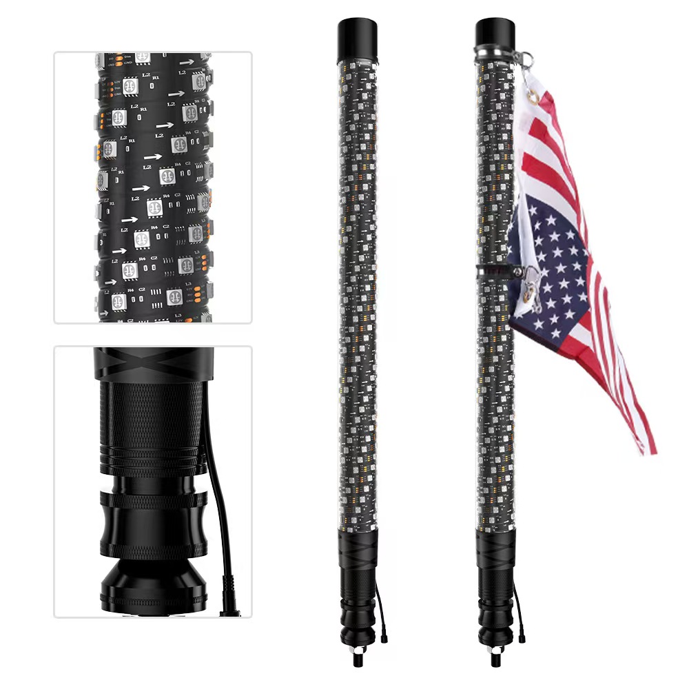 RGB with brake and turn signal lights, flagpole flag light to off-road APP, dual-control paired horse racing flag light, Bluetooth 35mm Application Scenario