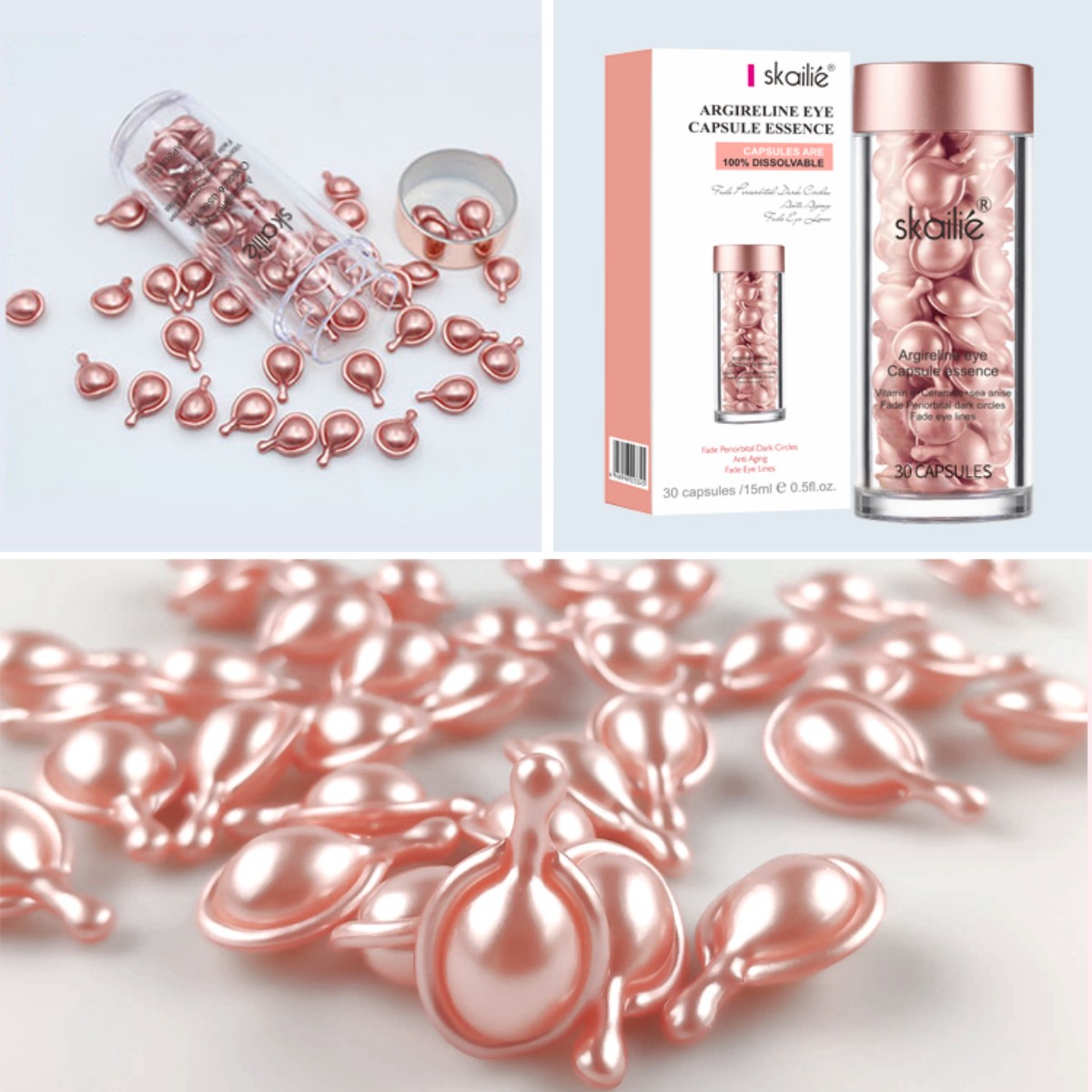 Eye wrinkle eraser! Skailie hexapeptide Eye Cream Capsules 30 Capsules Moisturizing Anti-aging Eye Serum, private label details Picture