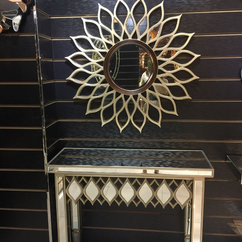 波西米亚轻奢镂空太阳神非铁艺玄关墙面装饰大挂镜子