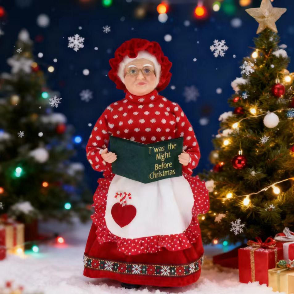 sote带脚圣诞婆婆新年围裙厨师婆婆手拿小本子圣诞节家居装饰品新年厨师系列氛围搭配圣诞婆婆