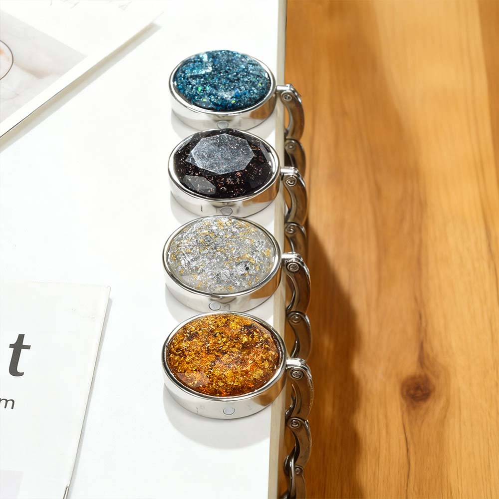 爆款云母矿石闪钻时尚粉蓝黑钻折叠便携挂包钩办公室挂包沟外出桌边挂钩