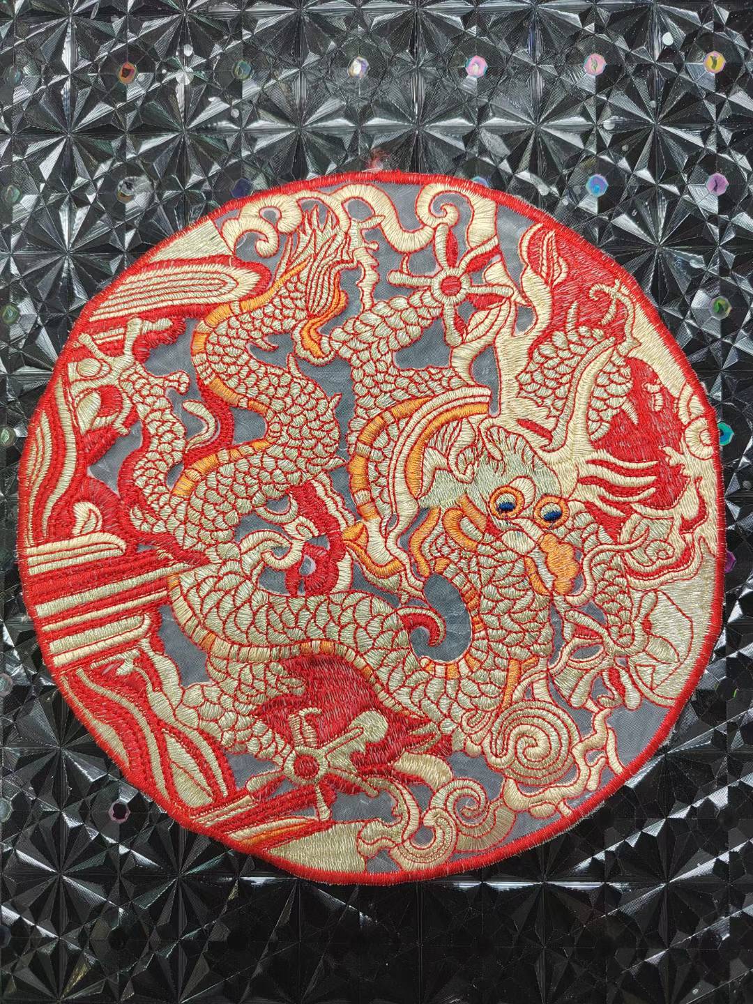 中式国风刺绣布贴民族风唐装汉服圆形装饰贴花马面裙手缝配饰辅料