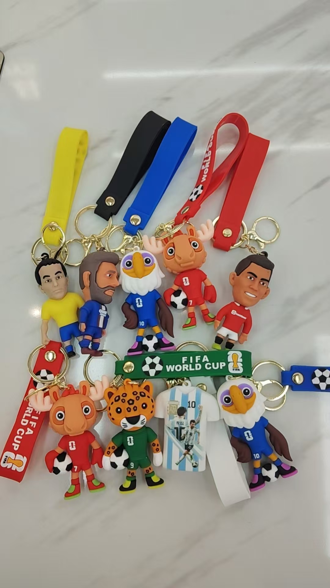 World Cup keychains, cross-border best-selling items, mascot keychains, 3D figurines, keychains, couple bags, accessories, company event gifts Item Picture