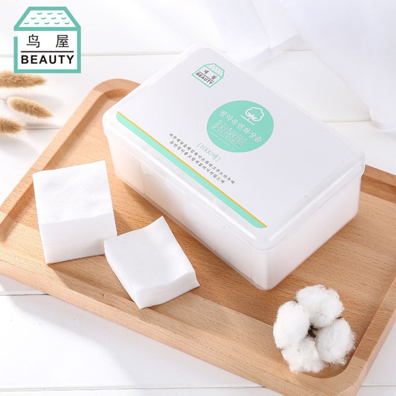 鸟屋 厂家直销省水柔韧化妆棉1000片盒装无纺布卸妆棉一件代发N802