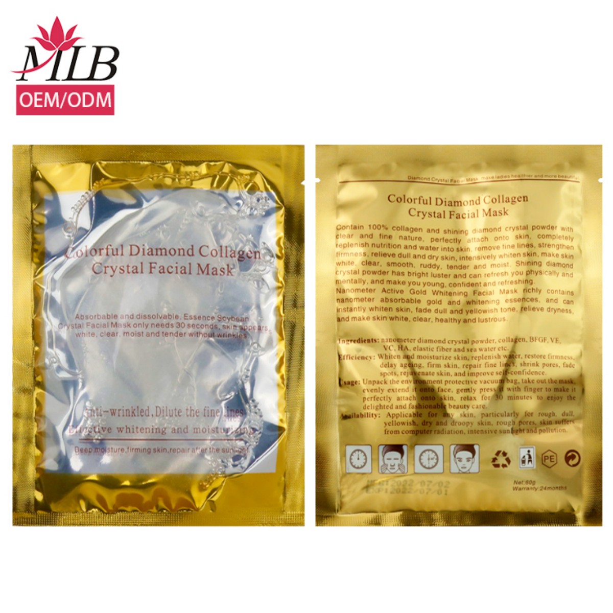 Exclusive for wholesale! Pink diamond - Yellow diamond - Blue set - Green diamond - Transparent - purple diamond Folding crystal mask Collagen anti-aging colored appearance level type in stock straight hair facial mask Specification image