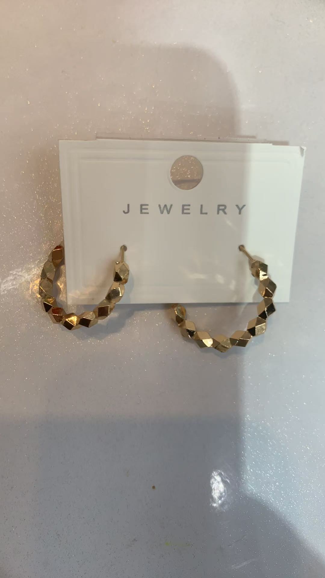 Wholesale of small silver ring earrings and small square ear loops, a niche design with a light luxury and high-end feel Item Picture