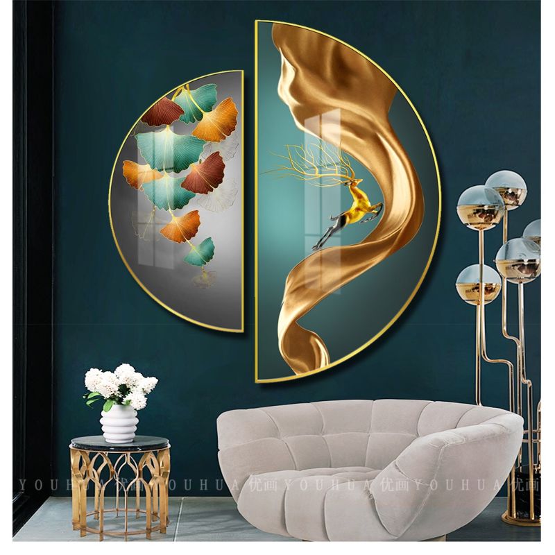 优画品牌 现代轻奢风鎏金画 餐厅画装饰画