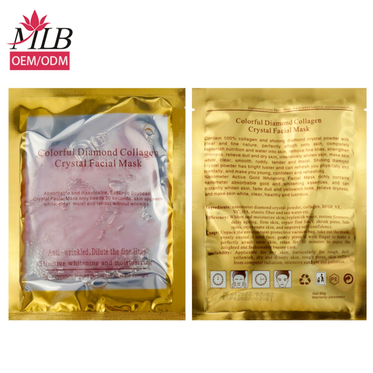 Exclusive for wholesale! Pink diamond - Yellow diamond - Blue set - Green diamond - Transparent - purple diamond Folding crystal mask Collagen anti-aging colored appearance level type in stock straight hair facial mask details Picture