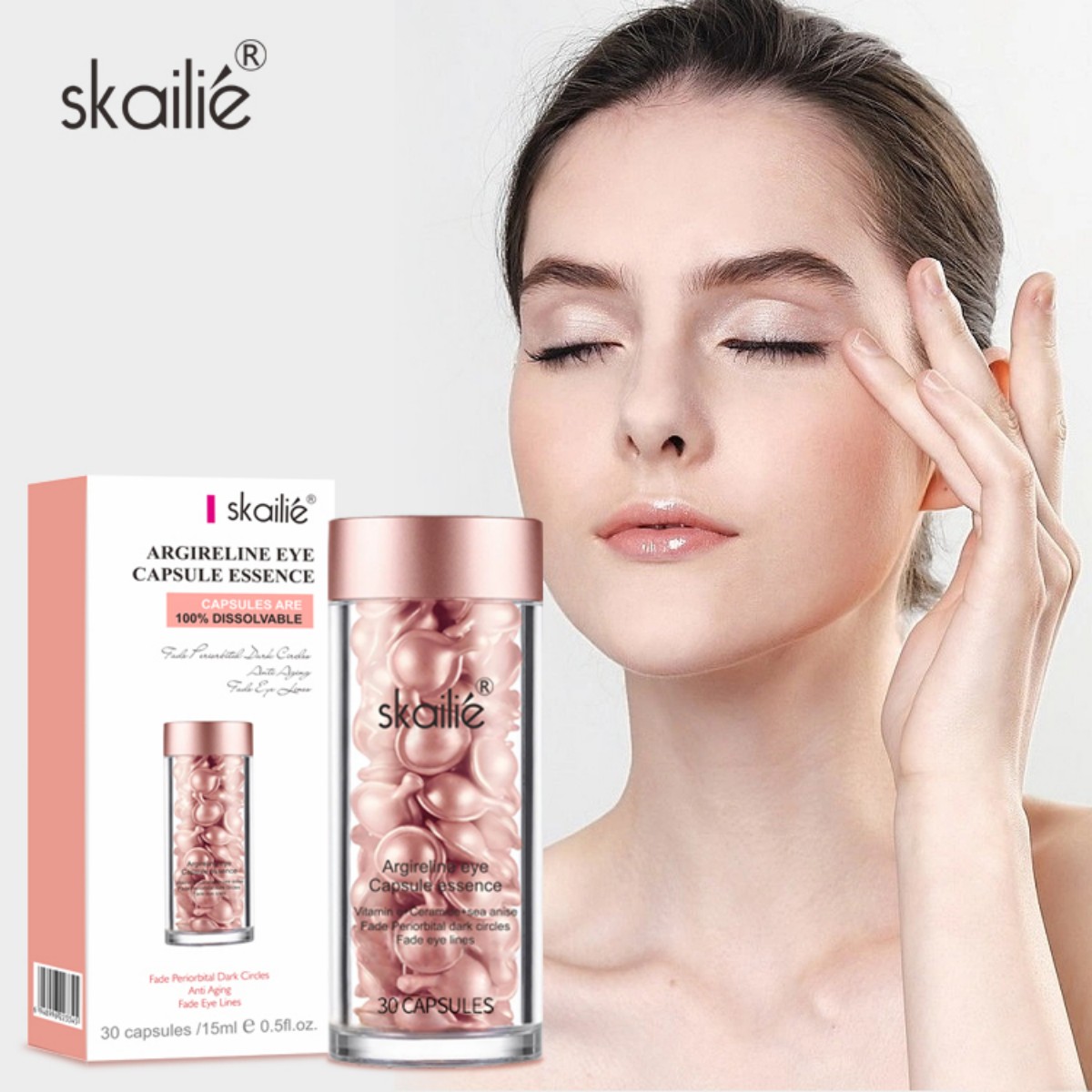 Eye wrinkle eraser! Skailie hexapeptide Eye Cream Capsules 30 Capsules Moisturizing Anti-aging Eye Serum, private label